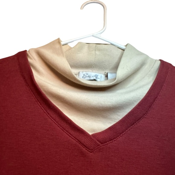 Emily Rose Sweatshirt Womens Large Maroon Sweatshirt Collared Layered - Picture 2 of 8